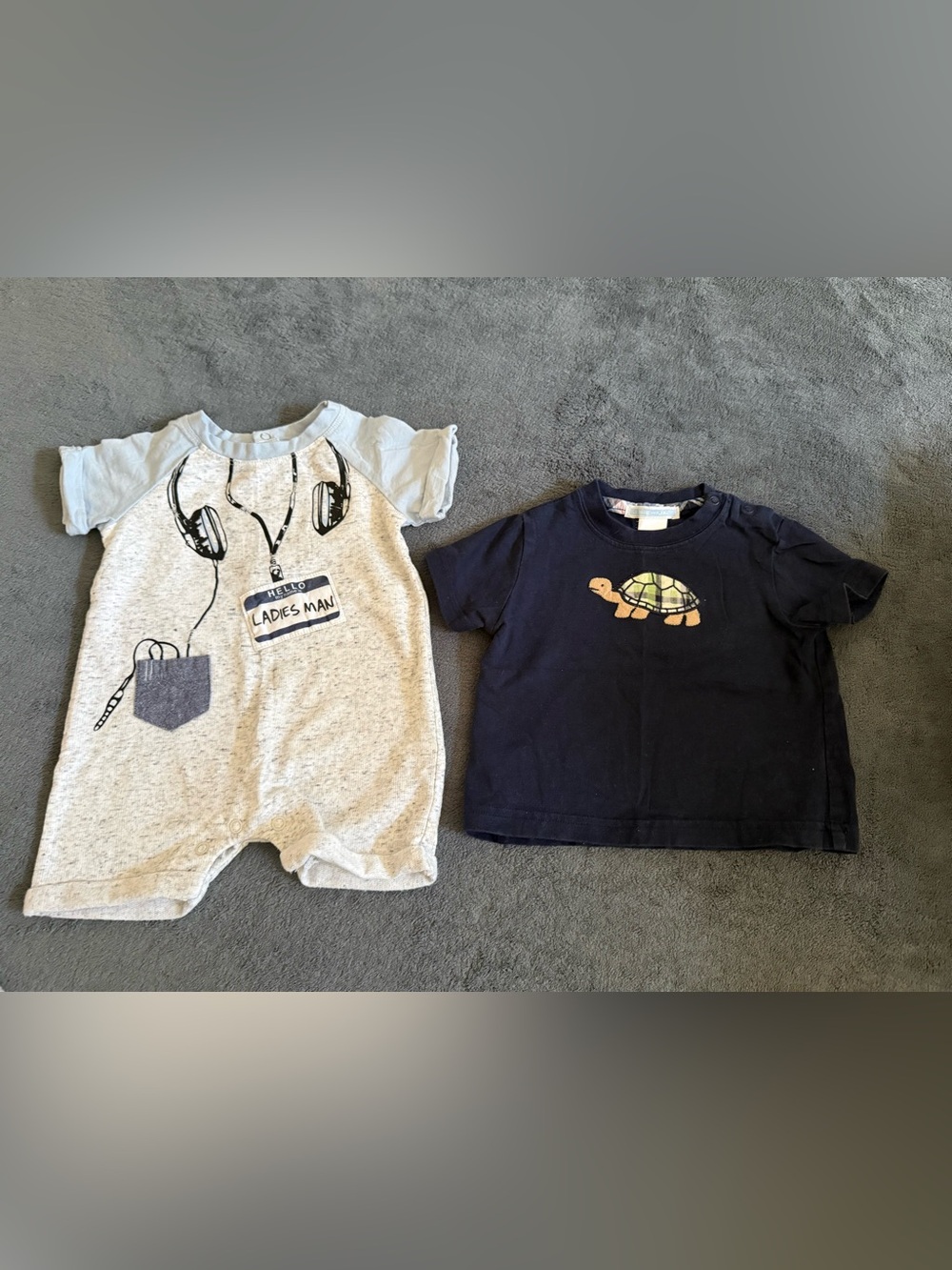 Janie and Jack baby boy turtle tee & Miniclasix romper size 3-6 months
